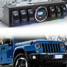 25, located on the left side of the dashboard, controls operation of headlights, side lights, daytime running lights, dipped beam headlights, fog lights, rear fog lights and instrument panel indicator and. Off Road Zubehor 6 Rocker Switch Control Panel Mit Spannung Meter Digital Display Fur Jeep Wrangler Jk 2009 2017 1set Car Switches Relays Aliexpress