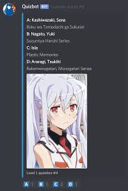 Discord bot list discord anime bots the best anime bots voted by our community. Discord Anime Quiz Bot Chiaki Site