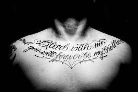 Dont forget to rate and comment this tatto!! 28 Intriguing Chest Tattoo Quotes Chest Tattoo Quotes Chest Tattoo Phrase Tattoos