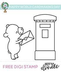 I cut my card base in white, i cut the skin colour layer and added small coloured pieces of paper behind the face spaces then if you would like to recreate my flip card idea remember to cut a spare dress layer to attach to the back of each dress to hide the ribbon edges and to ensure that the. World Cardmaking Day Free Digi Stamp Giveaway Heffy Doodle