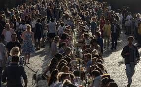 I'm planning a small dinner party for six that will include an older european couple. End Of Covid Lockdown Marked With Huge Dinner Party In Prague