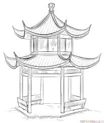 How To Draw How The Chinese Pagoda Step By Step Drawing Tutorials Temple Drawing Chinese Drawings Chinese Pagoda