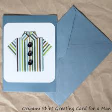 Try this origami card holder. Little Origami Shirt A Handmade Greeting Card For A Man Loulou Downtown