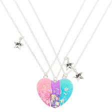 Silver Best Friends Pastel Heart Pendant Necklaces 3 Pack Friend Necklaces Bff Necklaces Friend Jewelry