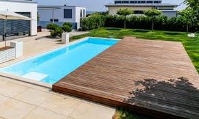 Pool Mit Holzabdeckung Poolabdeckung Poolabdeckung Begehbar Gartenpools