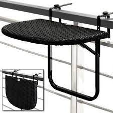 Balcony Table Hanging Table Foldable Table Polyrattan Black Patio Terrace Rattan Garden Furniture Apartment Patio Furniture Foldable Table