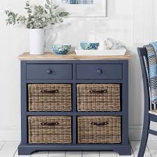 Florence Sideboard With 2 Drawers And 4 Baskets Navy Blue Large Storage Baskets Sideboard