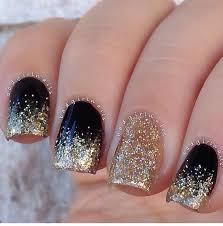 Black And Gold Glitter Black And Gold Ombre Nails Glitter Gold Nails Prom Nails