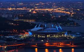 «газпром арена») is a retractable roof stadium with a retractable pitch in the western portion of krestovsky island in saint petersburg, russia, which serves as home for fc zenit saint petersburg. St Petersburg Stadion Nacht Stadt Russland 2880x1800 Hd Hintergrundbilder Hd Bild