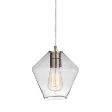 Instant pendant series 1 light brushed nickel recessed light. Instant Pendant Recessed Light Conversion Kit Brushed Nickel Geometric Clear Glass Shade Walmart Com Walmart Com