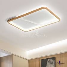 Rectangle Ceiling Light With Wooden Frame Minimalist Super Thin Led Flush Light Fixture For Hotel Hall Beautifulhalo Com