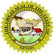 Surrounding the image of the seal is a gold band with the text great seal of the state of idaho in black text. Nevada State Seal