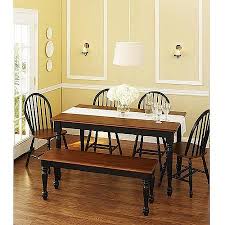 Better Homes And Gardens Autumn Lane Farmhouse Dining Table Black And Oak Walmart Com Farmhouse Dining Dining Room Table Set Kitchen Table Settings