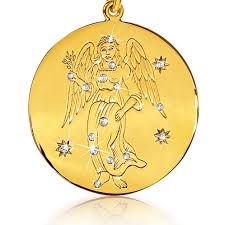 The pendants diameter is at 11.5 mmthis necklace is made with real 14k yellow gold and is stamped with the appropriate 1 Zodiac Pendant Necklace Virgo Verdura Fine Jewelry