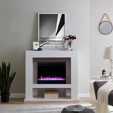 This fireplace features a solid wood and steel construction with adjustable flame settings and a beautiful finish with detailed pillars and. Southern Enterprises Allianne Color Changing 44 In Electric Fireplace In White With Stainless Steel Hd013657 The Home Depot