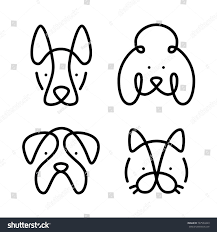Set Of Pets Vector Art Line Style Collection Cat And Dogs Simple Design Of Animals Isolated On White Background Fl Dog Logo Design Dog Line Art Cat Outline