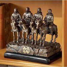 A life size statue of the four men astride four horses resides at notre dame. Four Horsemen Of Notre Dame Tim Wolfe Desk Top Statue Four Horsemen Horseman Statue