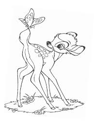 Color bambi and flower from the disney movie bambi. Bambi And Butterfly Coloring Page 1001coloring Com