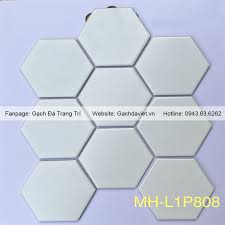Gạch mosaic lục giác to màu trắng mờ VMSLG_L1P808