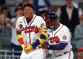 Atlanta braves right fielder ronald acuna jr. Ronald Acuna Jr Leaves Atlanta Braves Game After Getting Hit By Pitch