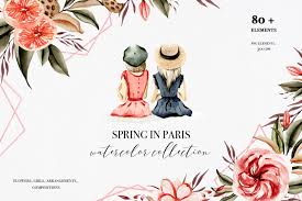 Free download and use them in in your design related work. Spring In Paris Watercolor Collection Spring Clipart In Graphics On Yellow Images Creative Store