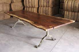 Live Edge Black Walnut Table With Antique Brass Plated Base Sustainable Live Edge Tables And Furnit Coffee Table Wood Log Coffee Table Live Edge Dining Table