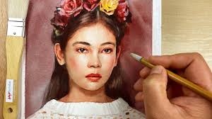 Watercolor portrait of a girl