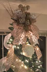 Rustic Burlap Bows For Wreaths Trees And Decor Custom Etsy Shabby Chic Christmas Tree Christmas Tree Topper Bow Gold Christmas Decorations