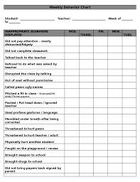 weekly students behavior chart for teacher free download