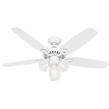 Hunter Builder Plus 52 In 3 Light White Ceiling Fan 53236 The Home Depot Ceiling Fan With Light White Ceiling Fan Ceiling Fan