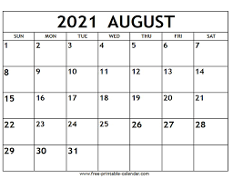 All files are free, you can use them for any purpose and place them on your site. August 2021 Calendar Free Printable Calendar Com