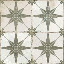 Patterned floor tiles are a powerful and practical way to bring some beauty into an area of the home that's often reserved for function at the expense of fashion. Scintilla Olive Green Star Pattern 45cm X 45cm Wall Floor Tile