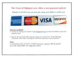 King county accepts credit cards for online tax payments. Town Treasurer Highgate Vermont