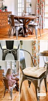 Farmhouse Decor Cushions For Industrial Tolix Style Dining Chairs By Barnett Home Farmhouse Style Dining Room French Country Dining Room Farmhouse Dining Room