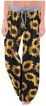 Zanfun Yoga Pants Joggers For Women Sunflower Print Mode Sweatpants Workout High Waisted Track Pants Wide Leg Pants At Amazon Women S Clothing Store
