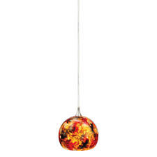 Shop Milano Satin Nickel Globe Mini Pendant Ceiling Light Red Orange Glass 5 75 In W X 6 25 In H X 5 75 In D Overstock 20907077