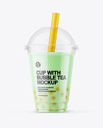 Download Milk Bubble Tea Cup Mockup In Cup Bowl Mockups On Yellow Images Object Mockups PSD Mockup Templates