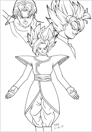 Dragon ball z coloring pages trunks. Black Goku Trunks And Zamasu Dragon Ball Z Kids Coloring Pages