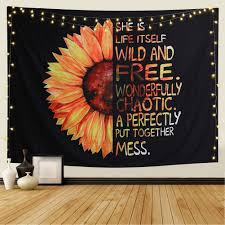 Check out our tapestries sunflowers selection for the very best in unique or custom, handmade pieces from our wall hangings shops. Dremisland Sunflower Wall Tapestry Natural Floral Tapestry Wall Hanging Half Sunflower Quotes Tapestry Black And Yellow Wall Blanket For Bedroom Living Room Sun Forest M 130x150cm 51 X59 Buy Online In Cayman Islands At Cayman Desertcart Com