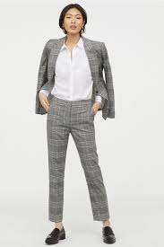 Slacks Gray Plaid Ladies H M Us 1 Business Casual Outfits Pants For Women Ankle Length Pants
