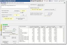 calculation modules foundations pole footing embedded in