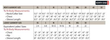 North End Size Chart