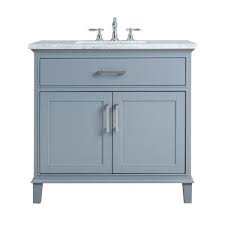 Newhall's structured design comes with an interior drawer and shelf and an open bottom shelf that houses a. Stufurhome 36 In Leigh Single Sink Bathroom Vanity In Grey With Carrara Marble Vanity Top In White With White Basin Hd 1475g 36 Cr The Home Depot Single Sink Bathroom Vanity Bathroom Sink Vanity