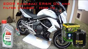 2009 Kawasaki Er6n Oil And Filter Change Youtube Kawasaki Motorcycle Diy Filters