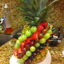 Your assortment of goodies will look tasty when you put them in pineapple treat boxes and party favor pails. Pineapple Fruit Decoration Fruit Buffet Fruit Decoration For Party Fruit Presentation