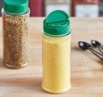 12 oz. Round Plastic Spice Container and 53/485 Green Induction-Lined Dual  Flapper Lid with 3 Holes - 170/Case