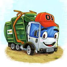 Green truck full of garbage. Cartoon Garbage Truck Illustration Or Graphics Contest 99designs