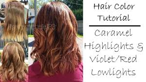 Black hair with blonde highlights. Fall Hair Color Tutorial Caramel Blonde Highlights Violet Red Lowlights Youtube