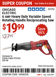 Chicago Electric 6 Amp Heavy Duty Variable Speed Rotating Handle Reciprocating Saw For 19 99 Harbor Freight Tools Harbor Freight Coupon Reciprocating Saw