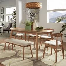 A long table gives guests a spot to put drinks, while a bottom shelf offers. Customer Favorite Weston Home Mid Century Modern 63 Wood Tapered Legs Dining Table Natural Finish Accuweather Shop
